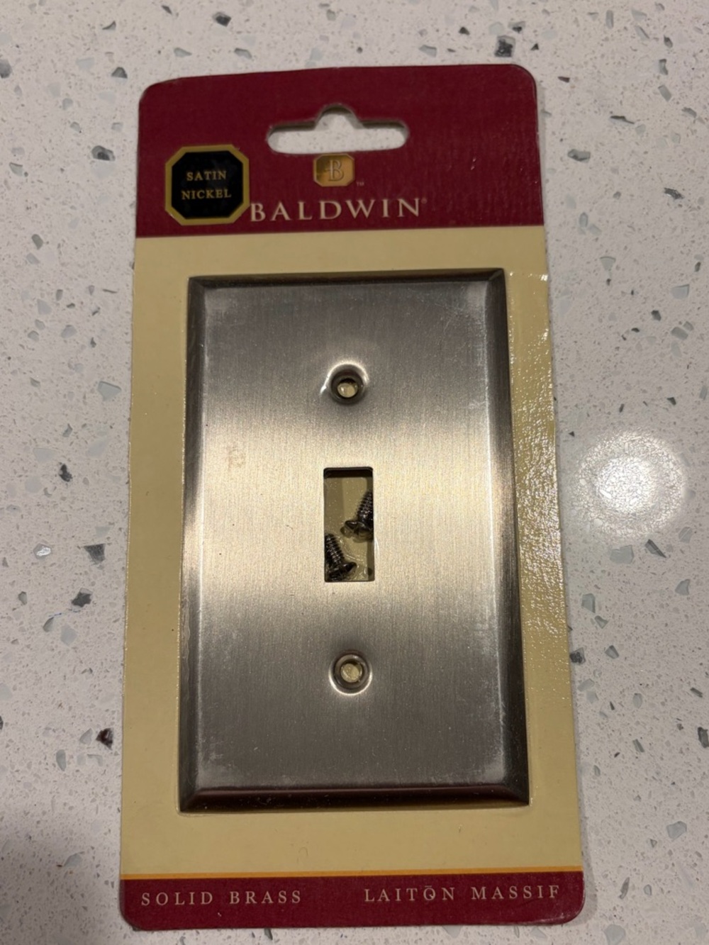 baldwin Cream and Black Switch Plate Packaging Card